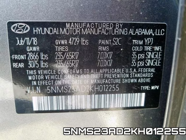 5NMS23AD2KH012255 фото 2