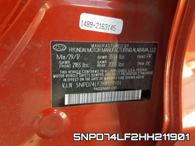 5NPD74LF2HH211901 фото 2