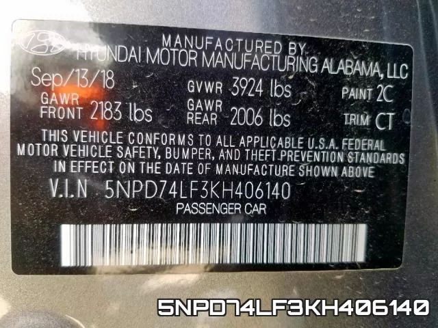5NPD74LF3KH406140 фото 2