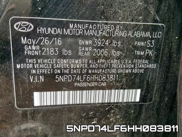 5NPD74LF6HH083811 фото 2