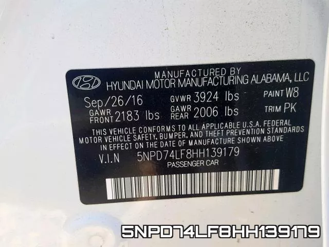 5NPD74LF8HH139179 фото 2