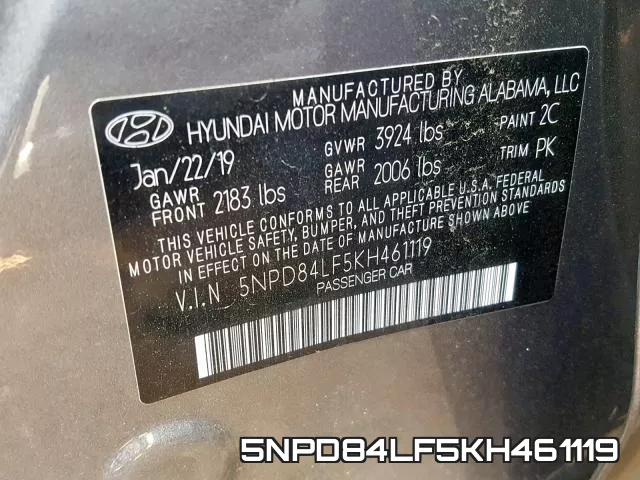 5NPD84LF5KH461119 фото 2