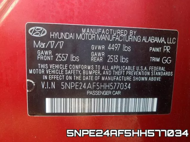 5NPE24AF5HH577034 фото 2
