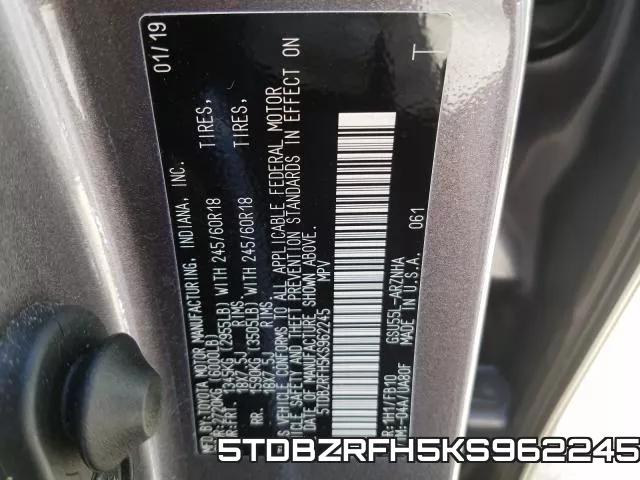 5TDBZRFH5KS962245 фото 2