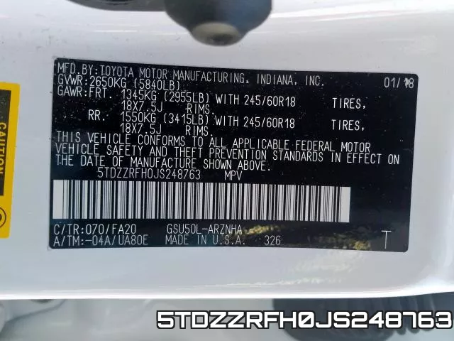 5TDZZRFH0JS248763 фото 2