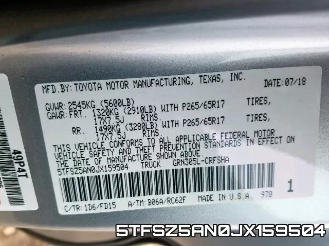 5TFSZ5AN0JX159504 фото 2
