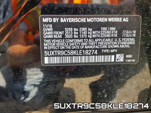 5UXTR9C58KLE18274 фото 2