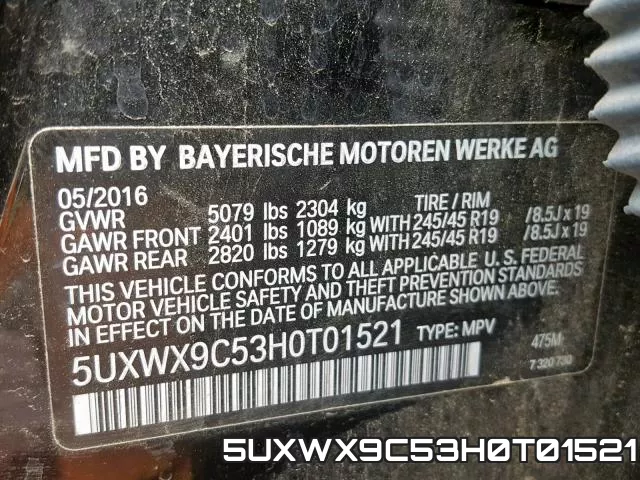 5UXWX9C53H0T01521 фото 2