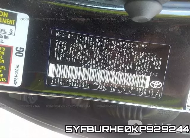 5YFBURHE0KP929244 фото 10