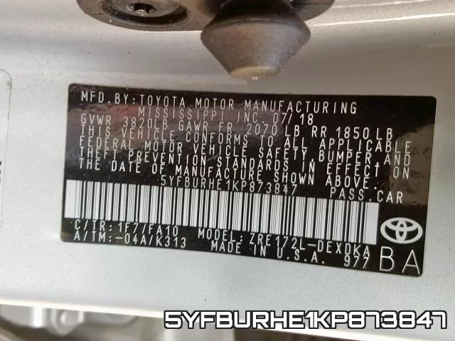 5YFBURHE1KP873847 фото 2