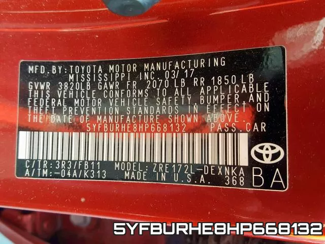 5YFBURHE8HP668132 фото 2