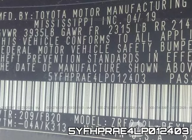5YFHPRAE4LP012403 фото 10