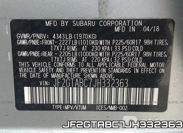 JF2GTABC7JH332363 фото 10