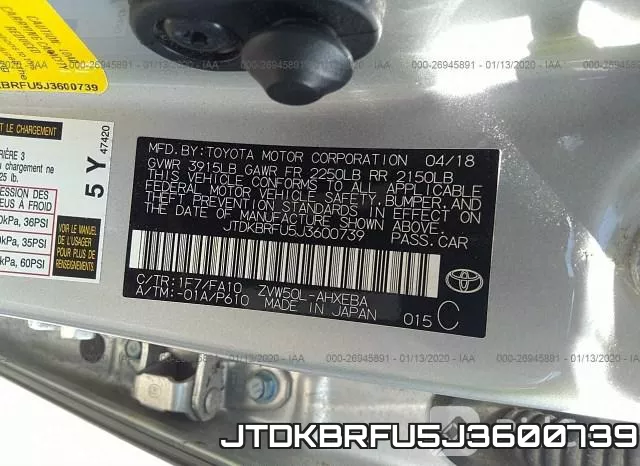 JTDKBRFU5J3600739 фото 10