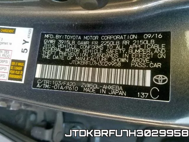 JTDKBRFU7H3029958 фото 2