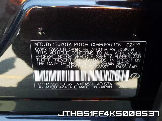 JTHB51FF4K5008537 фото 2