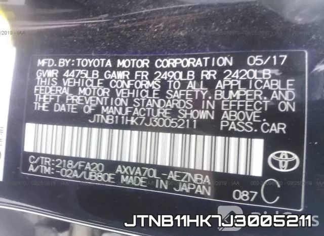 JTNB11HK7J3005211 фото 10