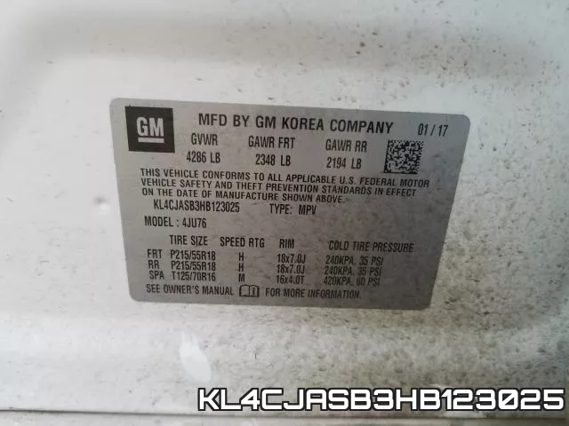 KL4CJASB3HB123025 фото 2