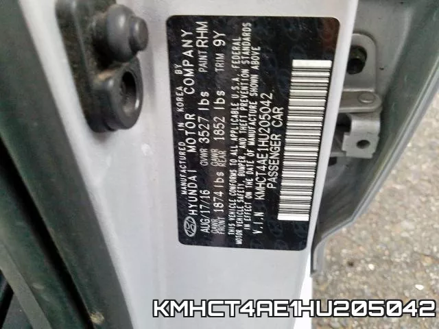KMHCT4AE1HU205042 фото 2