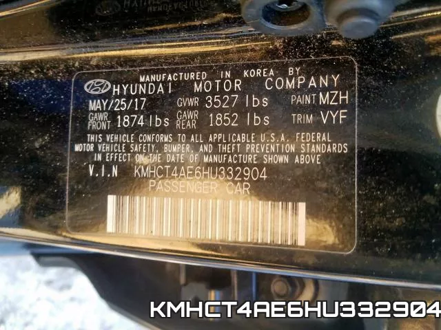 KMHCT4AE6HU332904 фото 2