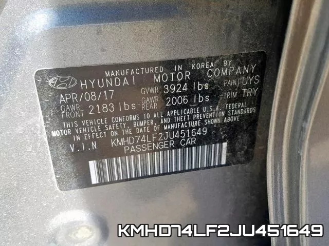 KMHD74LF2JU451649 фото 2