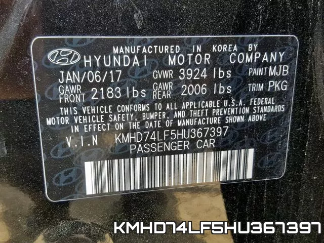 KMHD74LF5HU367397 фото 2