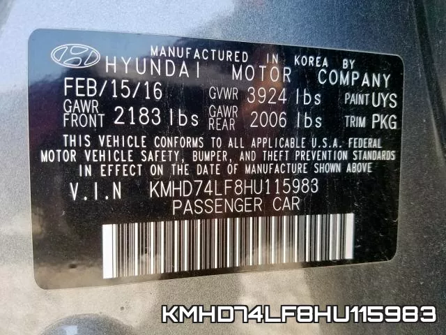 KMHD74LF8HU115983 фото 2