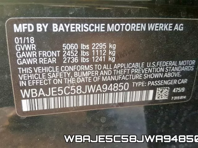 WBAJE5C58JWA94850 фото 2
