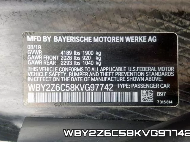 WBY2Z6C58KVG97742 фото 2