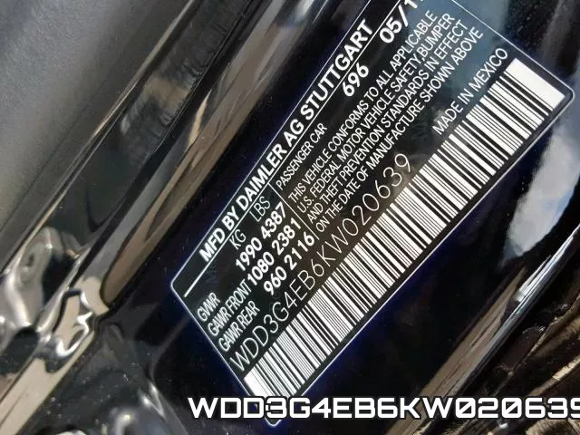 WDD3G4EB6KW020639 фото 2