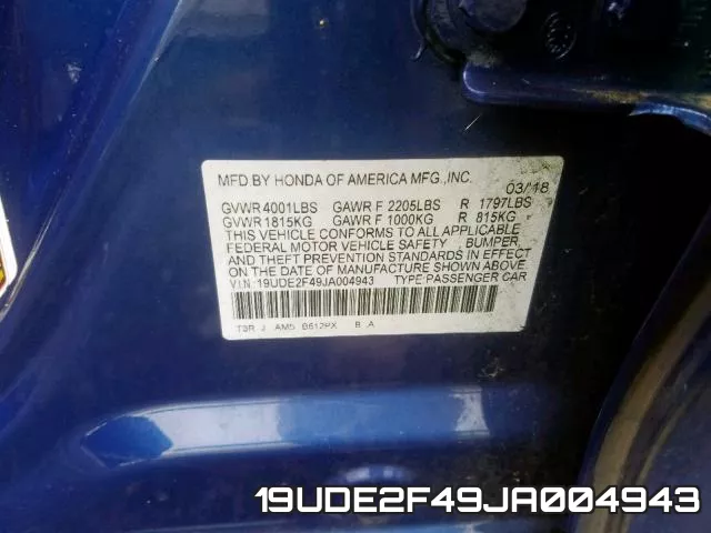 19UDE2F49JA004943 фото 2