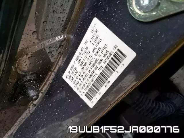 19UUB1F52JA000776 фото 2