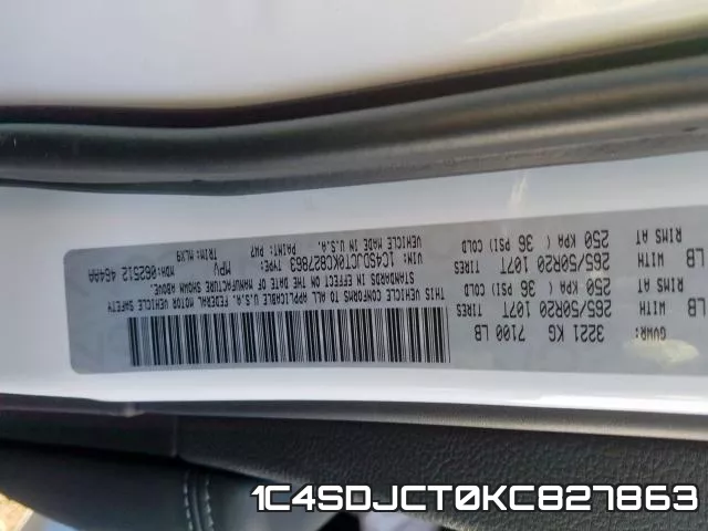 1C4SDJCT0KC827863 фото 2