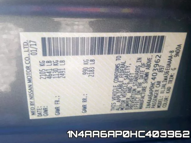 1N4AA6AP0HC403962 фото 2