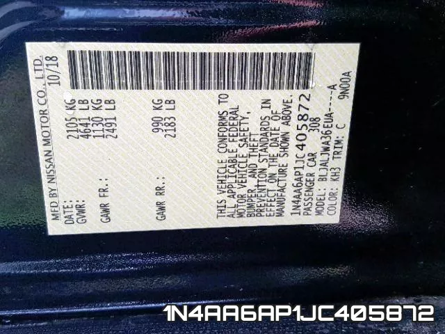 1N4AA6AP1JC405872 фото 2