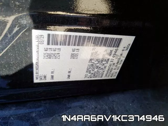 1N4AA6AV1KC374946 фото 2