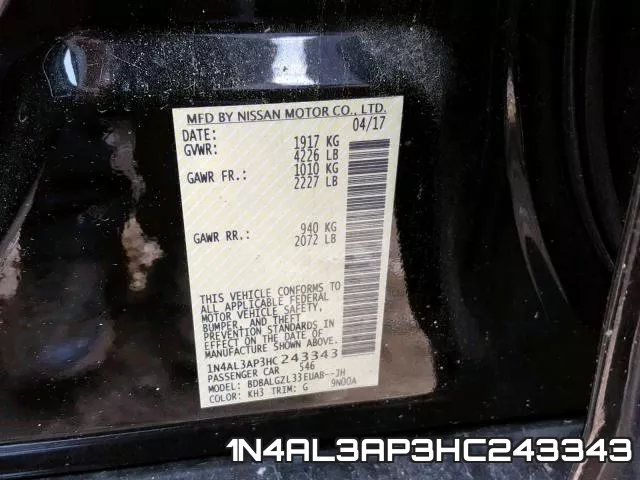 1N4AL3AP3HC243343 фото 2