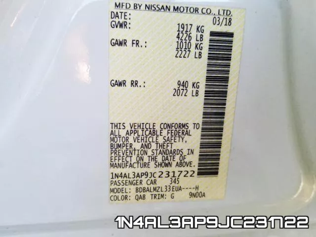 1N4AL3AP9JC231722 фото 2