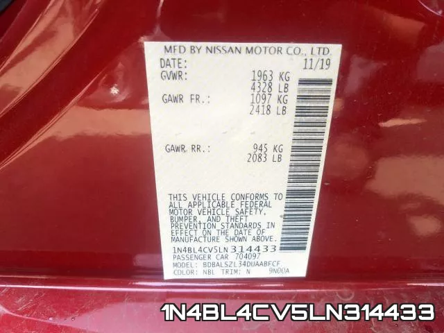 1N4BL4CV5LN314433 фото 2