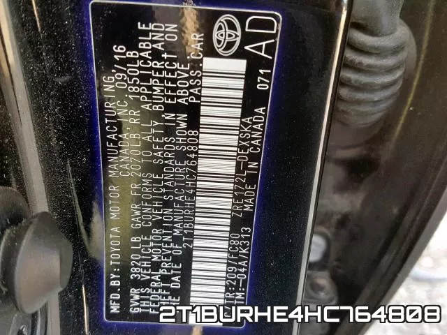 2T1BURHE4HC764808 фото 2