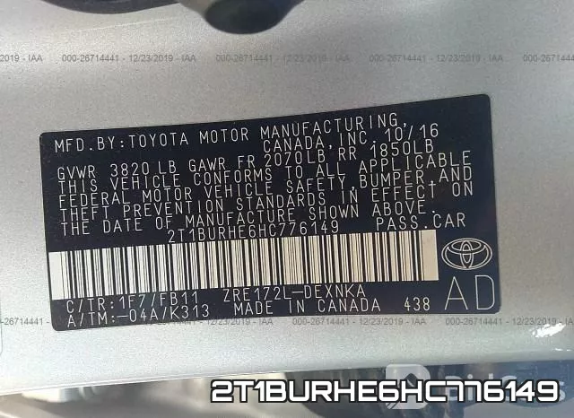 2T1BURHE6HC776149 фото 10