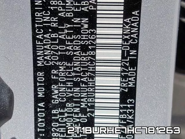 2T1BURHE7HC781263 фото 2