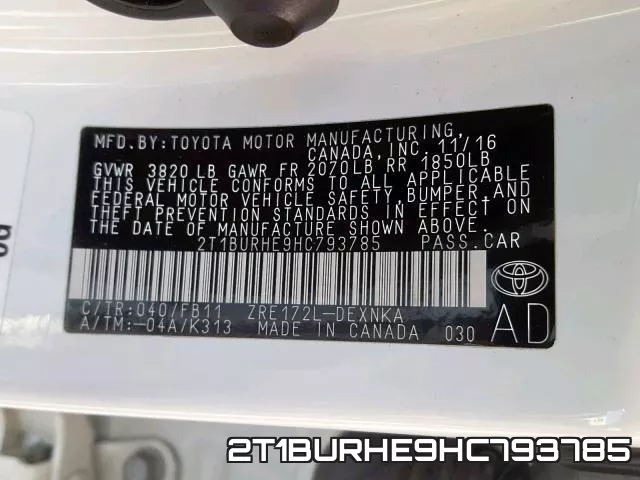 2T1BURHE9HC793785 фото 2