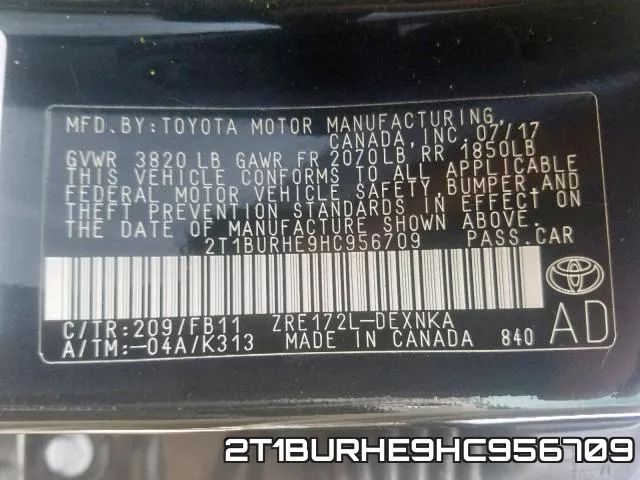 2T1BURHE9HC956709 фото 2