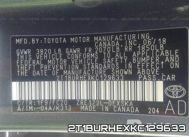 2T1BURHEXKC129633 фото 10