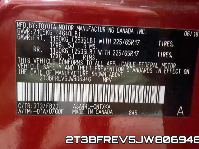 2T3BFREV5JW806946 фото 2