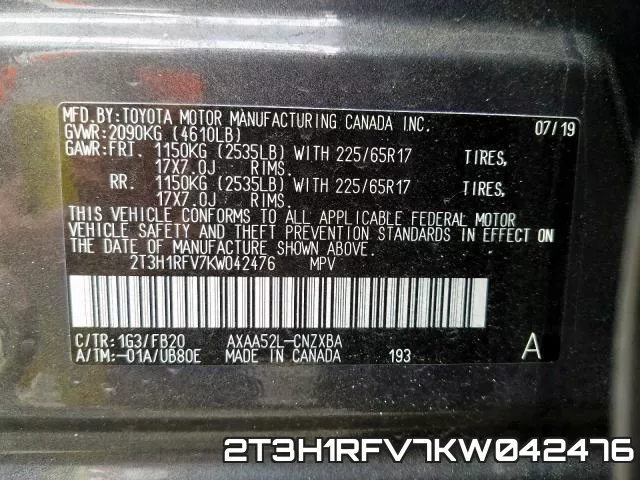 2T3H1RFV7KW042476 фото 2