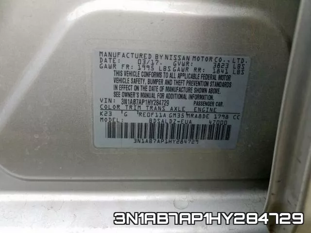 3N1AB7AP1HY284729 фото 2