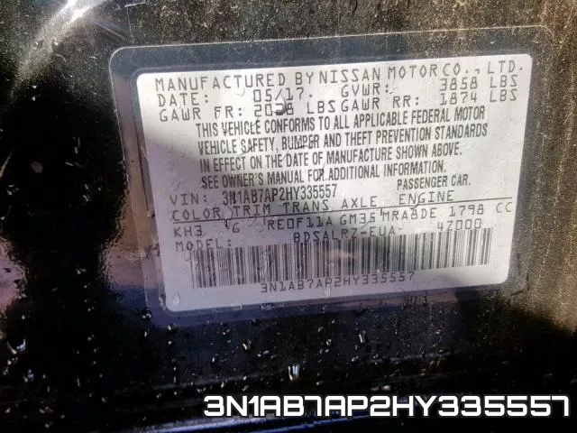 3N1AB7AP2HY335557 фото 2