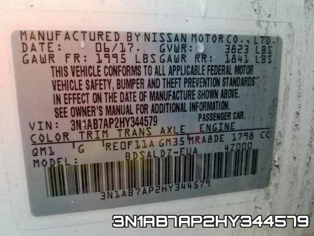 3N1AB7AP2HY344579 фото 2